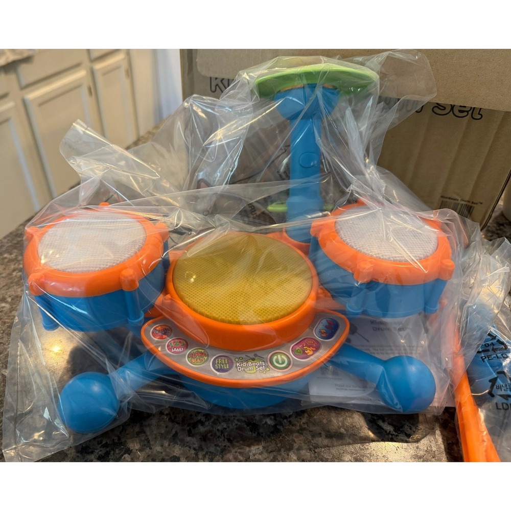 VTech KidiBeats Drum Set Kids Learning Toy 80-134401 Blue Orange Musical Drums - Picture 2 of 8